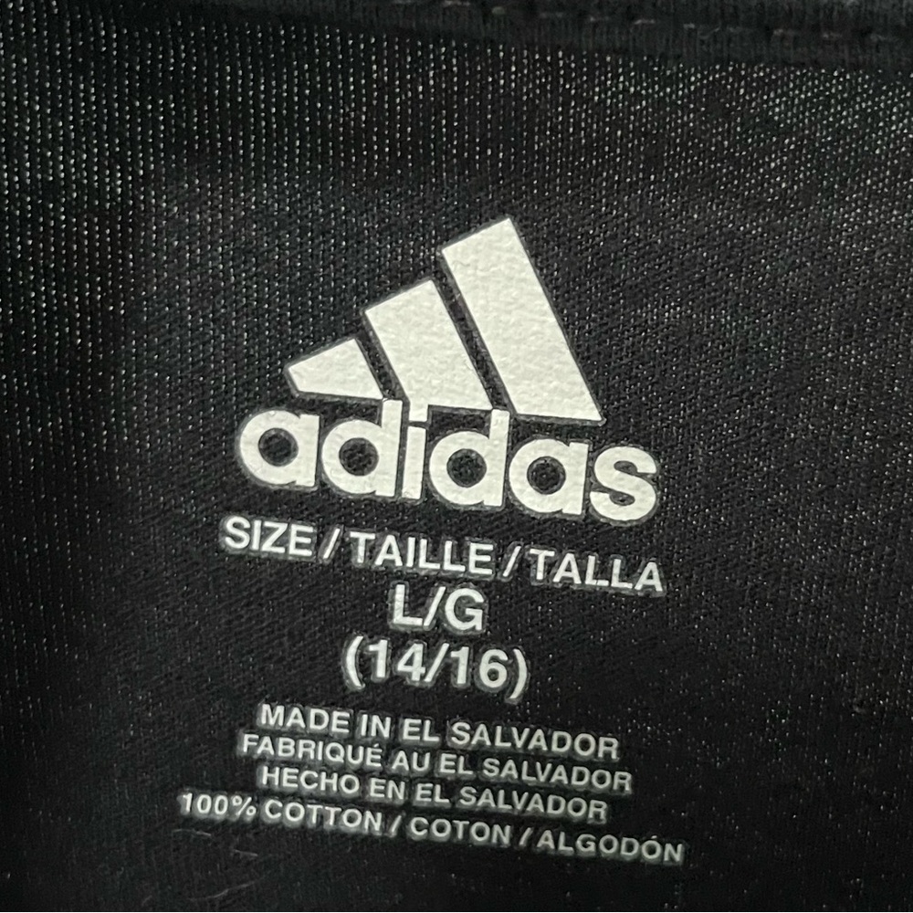 Adidas Boys Short Sleeve Logo T-Shirt in Black, White & Green Size L ( 14 / 16) - Picture 3 of 4